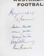 AFL CENTENARY: '100 Years of Australian Football 1897-1996', edited by John Ross and Garrie Hutchinson [Penguin Books, 1996, first edition], green leather binding with gilt titles, signed to the title page by Ross Oakley and the other members of the AFL C - 2