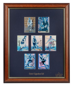 1996 SELECT AFL CARDS: 'Select Signature Set'&nbsp;limited edition #7/10 framed display with note of appreciation to Ross Oakley from Grant Copley, founder and chairman of Select. The display comprises seven cards - Select Signature Tony Lockett, James Hird, A