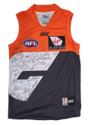 Greater Western Sydney guernsey signed by the full player list, together with SBS Sports polo signed by Johnny Warren and Les Murray, plus San Diego Chargers jersey signed by Darren Bennett. (3 items) - 2