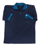 Greater Western Sydney guernsey signed by the full player list, together with SBS Sports polo signed by Johnny Warren and Les Murray, plus San Diego Chargers jersey signed by Darren Bennett. (3 items) - 3
