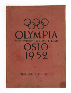 1952 WINTER OLYMPICS, OSLO: "OLYMPIA - VI. WINTERSPIELE 14. BIS 25. FEBRUAR - OSLO 1952" album produced for the newspaper group, Dusseldorfer Nachrichten, containing the complete set of 50 photographs.&nbsp;