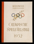 "OLYMPISCHE SPIELE HELSINKI * 1952" photograph album produced for Kosmos Zigaretten, containing the complete set of 200 images and accompanied by the scarce correction insert regarding image #36. Card #80, 85 and 86 feature&nbsp;Marjorie Jackson; cards #88 and