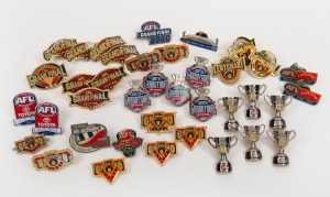 Group lot of thirty-eight AFL Grand Final pins from the 1990s and 2000s.