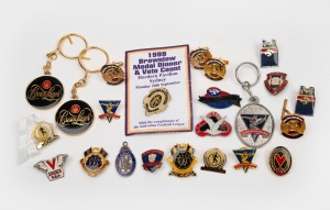 Barry Round's Williamstown F.C. life membership pin badge, as well as twenty-two other items including his Footscray F.C. cufflinks, Warragul F.C. Past Players & Officials pin badges, E.J. Whitten Foundation/1999 Brownlow Medal Dinner/Central District F.C