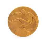 1965 ESSENDON PREMIERSHIP MEDAL, (by K.G. Luke, Melbourne) with the front depicting a footballer by Andor Meszaros (1900-72, who had also designed 1956 Melbourne Olympics medals); the reverse showing the players names in their positions on the field, surr
