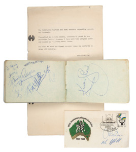 A 1980s CARLTON AUTOGRAPH BOOK: With preliminary pages printed for Carlton, with details of their Premierships to 1972, Brownlow Medallists, etc., most of the pages carry original signatures, with more than 100 being Carlton players between 1979 and 1987,