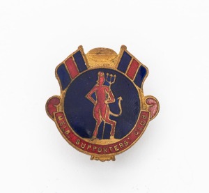 MELBOURNE FOOTBALL CLUB "SUPPORTERS' CLUB" badge in brass & enamel, circa 1950s, by Swann & Hudson of Frankston.