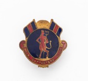MELBOURNE FOOTBALL CLUB "SUPPORTERS' CLUB" badge in brass & enamel, circa 1950s, by Swann & Hudson of Frankston.