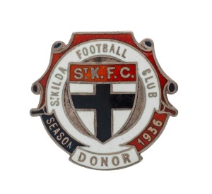 ST. KILDA FOOTBALL CLUB: 1936 "DONOR" lapel badge. Extremely scarce; the vendor advises that only 2 other examples are known.