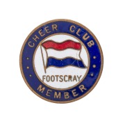FOOTSCRAY FOOTBALL CLUB: A group of badges, comprising of a 1940s Footscray "CHEER CLUB" membership badge (#85, by K.G. Luke), 1950s "FFC" Club supporter's badge (by K.G. Luke), and circa 1980 "BULLDOG SUPPORTERS" badge (by Swann & Hudson), (3 items). - 2