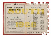 SOUTH MELBOURNE FOOTBALL CLUB: 1926 Membership ticket (#535) with fixture list and holes punched for games attended. Issued in the name of W. Tuck. - 2