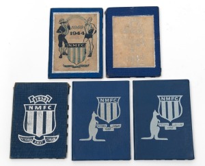 NORTH MELBOURNE FOOTBALL CLUB: 1944, 1948, 1950, 1973 and 1974 Membership tickets, each with the fixture list, club officials listed, and holes punched for games attended; the 1974 ticket additionally stamped "M.C.G. FINAL SERIES ISSUED", (5 items).