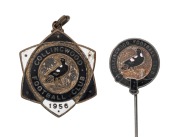 1956&nbsp;COLLINGWOOD Membership fob (#1289) by Bertram Bros., together with a rare supporters' stick pin from the same year and manufacturer. (2 items).