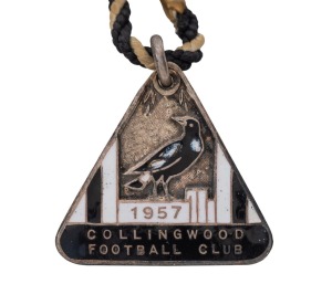 1957&nbsp;COLLINGWOOD Membership fob (#1289) by K.G. Luke., with original black & white lanyard.