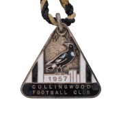 1957&nbsp;COLLINGWOOD Membership fob (#1289) by K.G. Luke., with original black & white lanyard.