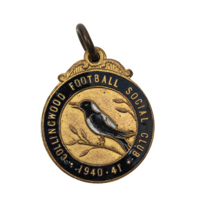 "COLLINGWOOD FOOTBALL SOCIAL CLUB 1940-41" Membership fob (#105) in excellent condition. The first example we have offered; the only other example known to us being in the Collingwood Football Club Archival Collection.