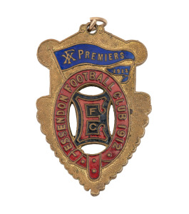 ESSENDON: 1912 Member's fob, enamelled 'Essendon Football Club 1912 / VFA Premiers 1911'; made by C. Bentley.