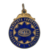 "MELBOURNE DISTRICTS FOOTBALL ASSOCIATION 1922" gilt-brass and blue enamel fob.