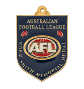 NORM SMITH MEMORIAL MEDAL PROOF: A 2000 Proof of the redesigned Norm Smith Medal with the new Millenium-style AFL logo, from the collection of sculptor/die-sinker Jeff Rae, who signed the Certificate of Authenticity that accompanied this medal when it was