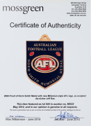 NORM SMITH MEMORIAL MEDAL PROOF: A 2000 Proof of the redesigned Norm Smith Medal with the new Millenium-style AFL logo, from the collection of sculptor/die-sinker Jeff Rae, who signed the Certificate of Authenticity that accompanied this medal when it was - 3