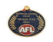 THE MICHAEL TUCK MEDAL PROOF: A 2000 Proof of the redesigned MICHAEL TUCK Medal with the new Millenium-style AFL logo, from the collection of sculptor/die-sinker Jeff Rae, who signed the Certificate of Authenticity that accompanied this medal when it was 