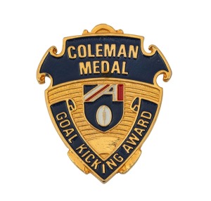 COLEMAN MEDAL PROOF: 1990 Proof of the Coleman Medal with the new AFL logo, from the collection of the sculptor/die-sinker Jeff Rae. With 2014 Certificate of Authenticity when purchased by the present vendor. The Coleman Medal is awarded yearly to the Aus