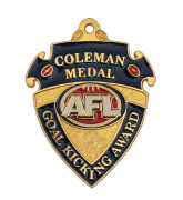 COLEMAN MEDAL PROOF: A 2000 Proof of the redesigned Coleman Medal with the new Millenium-style AFL logo, from the collection of sculptor/die-sinker Jeff Rae, who signed the Certificate of Authenticity that accompanied this medal when it was acquired by th