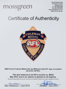 COLEMAN MEDAL PROOF: A 2000 Proof of the redesigned Coleman Medal with the new Millenium-style AFL logo, from the collection of sculptor/die-sinker Jeff Rae, who signed the Certificate of Authenticity that accompanied this medal when it was acquired by th - 3