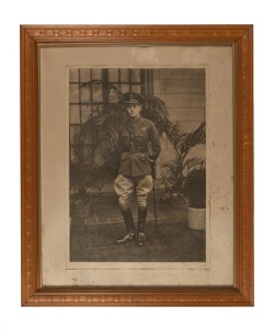 WALTER LINDRUM INTEREST: Framed large format photograph of Edward the Prince of Wales in military uniform. Note: This piece originally adorned Walter Lindrum's personal billiard room at his Albert Park property in Melbourne. 100 x 82cm overall