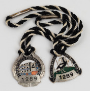 COLLINGWOOD FOOTBALL CLUB&nbsp;1960 and 1961 Membership fobs, both for member #1289, and both with original black & white lanyards. (2).
