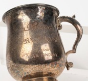 Barry Round's pewter drinking goblet from his time with the Swans, inscribed "Bloods - Barry Round - Sponsor: Alan Findlay". - 2