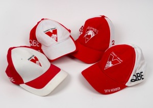Group of four of Barry Round's Sydney Swans member caps, comprising the years 2008, 2015, 2018, and 2022.