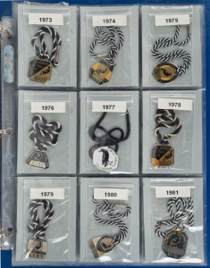 COLLINGWOOD FOOTBALL CLUB: 1973 - 2010 Membership fobs, complete collection, all with original black & white lanyards, including 2 types for each of&nbsp;1994, 1995, 1996, 1997, 1998 and 1999. (Total: 45).