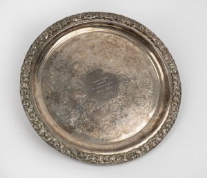 Circular platter engraved 'VICTORIAN FOOTBALL ASSOCIATION - 1988 ANA PLAYER OF THE YEAR - Barry Round'.