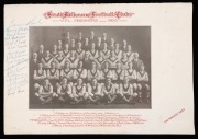 Barry's "South Melbourne Football Club Golden Anniversary Premiership Dinner" menu, with 1933 team photograph on back with sixteen original signatures of players from that era, including Gilbert Vaughan "Blue" Beard, Stan Judkins, Bob Pratt, Harry Clarke, - 2