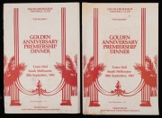 Barry's "South Melbourne Football Club Golden Anniversary Premiership Dinner" menu, with 1933 team photograph on back with sixteen original signatures of players from that era, including Gilbert Vaughan "Blue" Beard, Stan Judkins, Bob Pratt, Harry Clarke, - 4