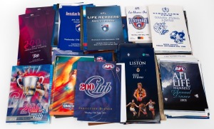 INVITATIONS, PROGRAMMES, MENUS: More than eighty of Barry Round's ephemera items from several decades of functions, including AFL Grand Final luncheons, Premiership Season dinners, 200 Club Induction Dinners, Liston Trophy awards, AFL Life Members Annual 