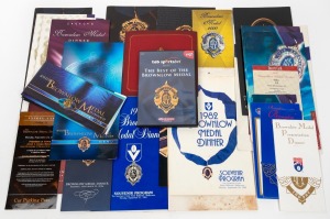 BROWNLOW MEDAL DINNERS: Barry Round's two Souvenir Programs from his 1981 Brownlow Medal Dinner win, together with more than thirty menus, invitations, and programmes from many subsequent Brownlow Medal Dinners through to 2007, plus commemorative DVD.