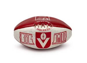 Circa 1982 VFL Sydney Swans football with no less than sixteen original signatures (faded), including those of Barry Round, Wayne Carroll, and Jack Lucas.