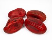 Three of Barry Round's Sherrin footballs, one with two 'B' inscriptions in permanent marker, plus one Sherrin 'Pioneer Club' football.