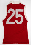 Barry Round's c. 1979 South Melbourne Swans VFL guernsey, Just Jeans branding on front, number 25 on back. - 2
