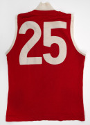 Barry Round's c. 1984 Sydney Swans VFL guernsey, Tooheys branding on front, number 25 on back. - 2