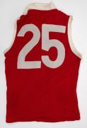 Barry Round's c. 1979 South Melbourne Swans VFL guernsey, VFL logo on front, number 25 on back. - 2