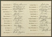 Barry Round's own copy of 'The Brownlow Medallists - The AFL's Living History 1925 - 2000' display, featuring the original signatures of fifty-one Brownlow medallists, including Bernie Quinlan, Ian Stewart, Bob Skilton, Verdun Howell, Tony Lockett, Shane - 2
