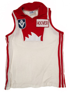 Barry Round's 1984 Sydney Swans VFL guernsey, Hoover branding on front, no number on back.