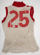 Barry Round's match-worn c. 1977 South Melbourne Swans VFL guernsey, VFL logo on front, number 25 on back. - 2