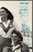 1984 black and white photograph of Barry Round with female Swans enthusiast and Harbour Bridge in background, featuring more than forty original signatures of Swans players including Pat Foy, Barry Mitchell, Craig Potter, Warwick Capper, Wayne Carroll, St - 4