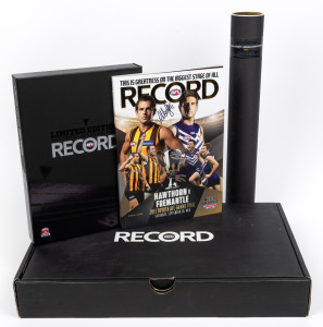 Limited Edition 2013 Toyota AFL Grand Final Record [#0584/1500] and poster in original box, with AFL Record cover signed by then Hawthorn captain Luke Hodge.