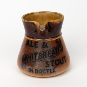 ROYAL DOULTON "WHITBREAD'S ALE & STOUT IN BOTTLE" antique pottery advertising jug, 19th/20th century, impressed factory mark to base, 12cm high