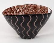 KOSTA BODA hand-painted Swedish art glass vase by&nbsp;MONICA BACKSTR&Ouml;M, 18cm high, 29cm wide - 2